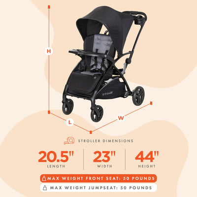 Baby Trend Sit N' Stand 2.0, 5-in-1 Stroller with Canopy and Basket, Simple Grey - VMInnovations