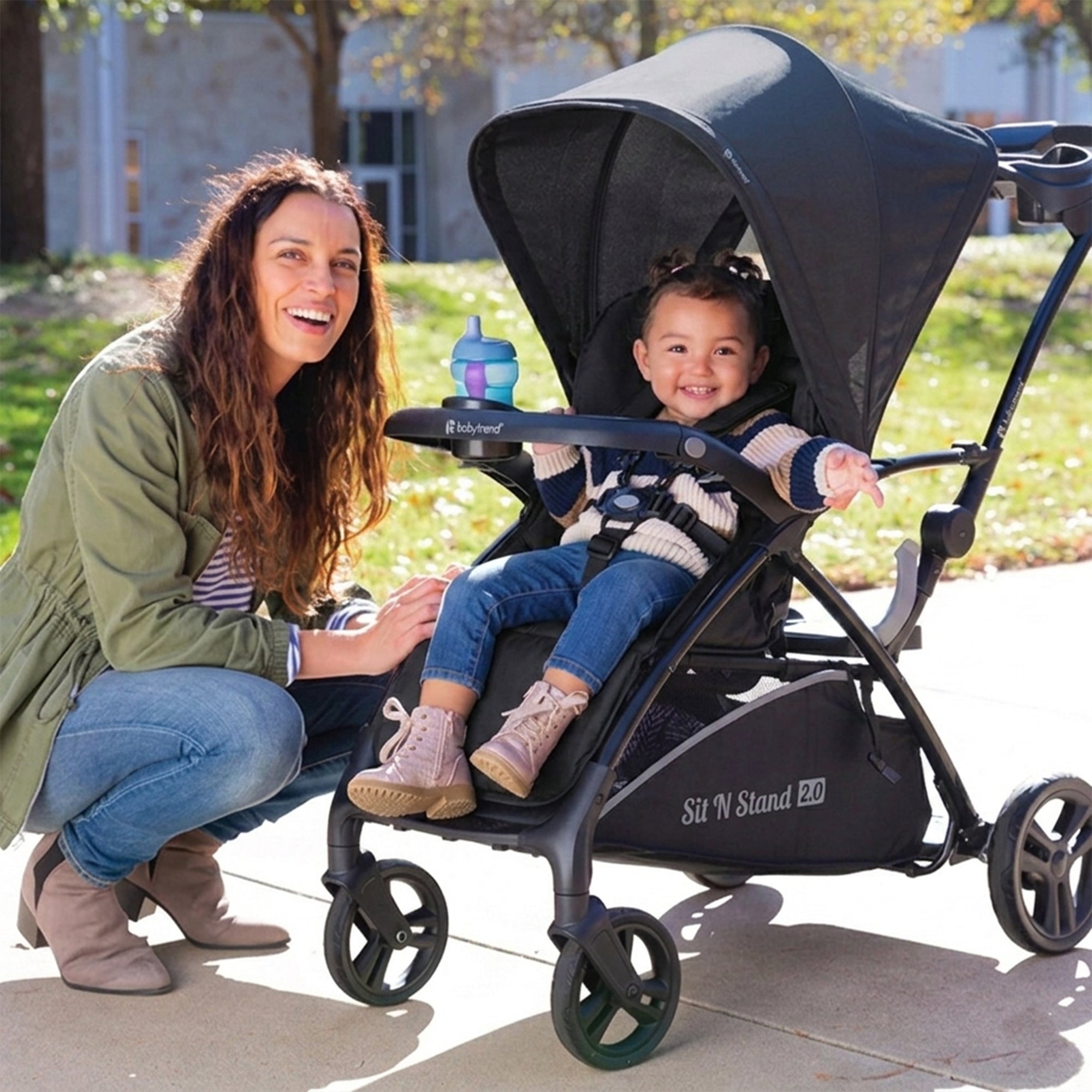 Baby Trend Sit N' Stand 2.0, 5-in-1 Stroller with Canopy and Basket, Simple Grey - VMInnovations