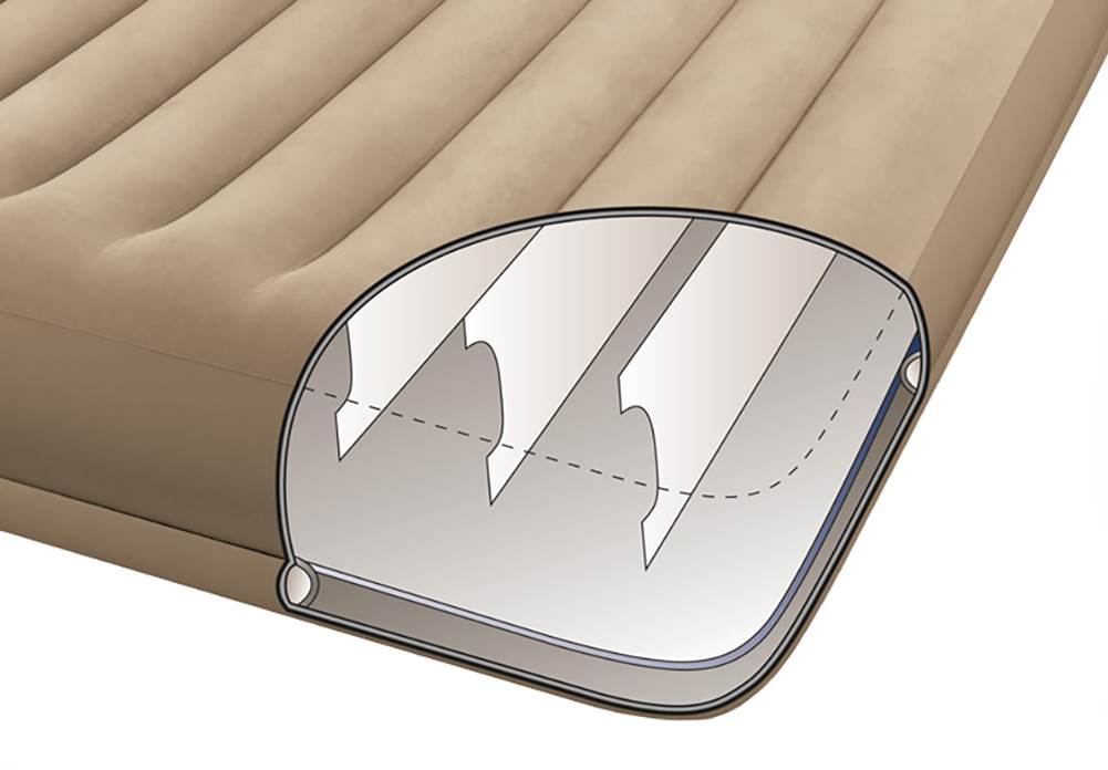 Intex Queen Pillow Rest Mid-rise Inflatable Air Mattress Bed w/ Pump (Open Box)