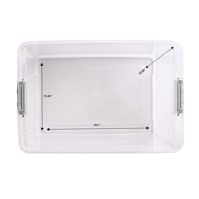 Homz 64 Qt Secure Latch Large Storage Container Bin w/ Blue Lid, Clear (6 Pack) - VMInnovations