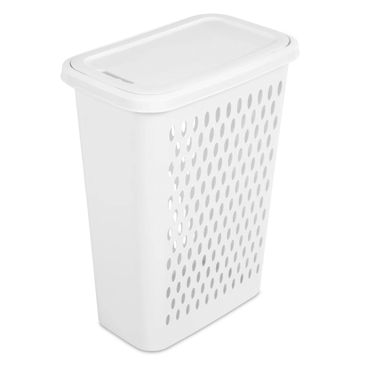 Sterilite Slim Laundry Hamper, 1.75 Bushel Clothes Basket w/ Lid, White, 12 Pack