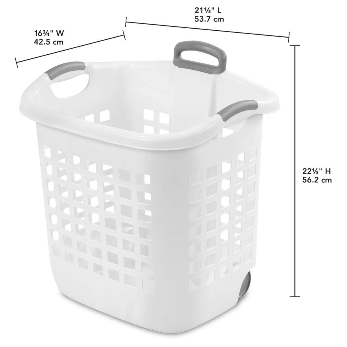 Sterilite Ultra Wheeled Laundry Basket, 1.75 Bushel Hamper with Handles, 16 Pack