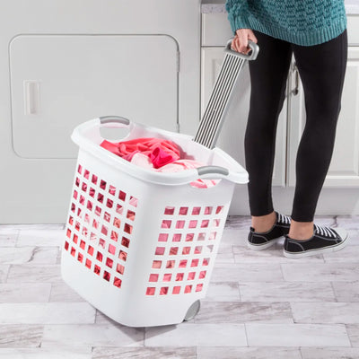 Sterilite Ultra Wheeled Laundry Basket, 1.75 Bushel Hamper with Handles, 16 Pack