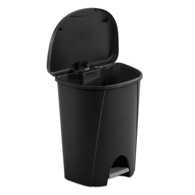 Sterilite 6.6 Gal StepOn Wastebasket Hands Free Garbage Trash Can, Black, 8 Pack