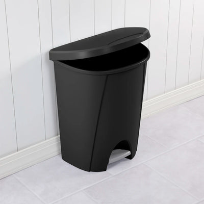 Sterilite 6.6 Gal StepOn Wastebasket Hands Free Garbage Trash Can, Black, 8 Pack