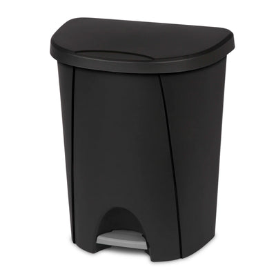 Sterilite 6.6 Gal StepOn Wastebasket Hands Free Garbage Trash Can, Black, 8 Pack