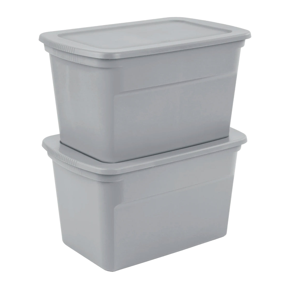 Sterilite 30 Gal Plastic Tote Storage Container with Snap On Lid, Cement, 6 Pack