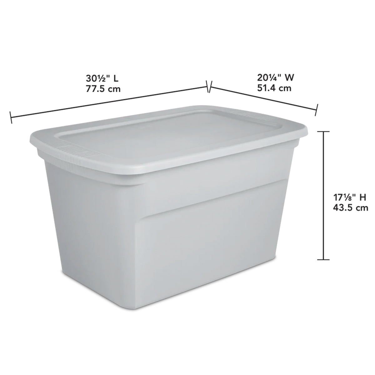 Sterilite 30 Gal Plastic Tote Storage Container w/ Snap On Lid, Cement, 24 Pack