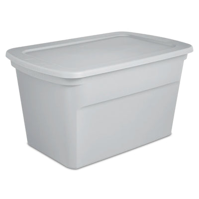 Sterilite 30 Gal Plastic Tote Storage Container w/ Snap On Lid, Cement, 24 Pack
