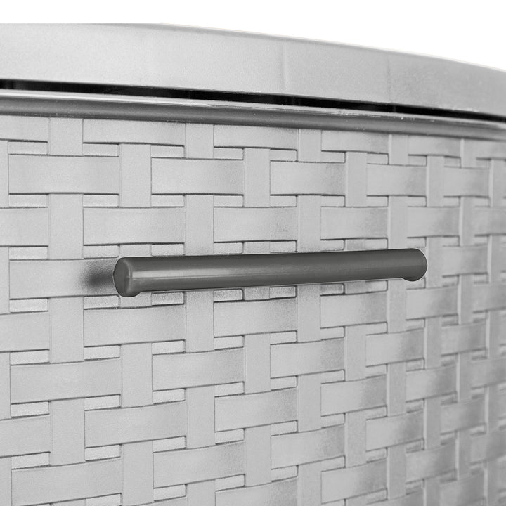 Sterilite 3 Drawer Storage Tower, Plastic Weave Medium Organizer, Cement, 8 Pack