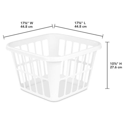 Sterilite Square Laundry Basket 1.25 Bushel Plastic Hamper with Handles, 24 Pack - VMInnovations