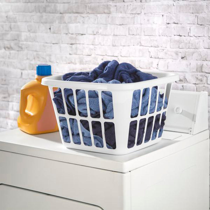 Sterilite Square Laundry Basket 1.25 Bushel Plastic Hamper with Handles, 12 Pack
