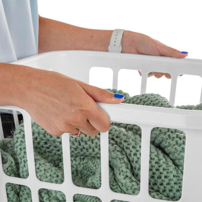 Sterilite Square Laundry Basket 1.25 Bushel Plastic Hamper with Handles, 12 Pack