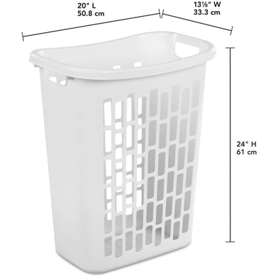 Sterilite Rectangle Open Top Hamper, 1.8 Bushel Laundry Basket, White, 24 Pack