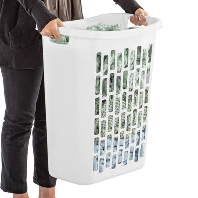 Sterilite Rectangle Open Top Hamper, 1.8 Bushel Laundry Basket, White, 18 Pack