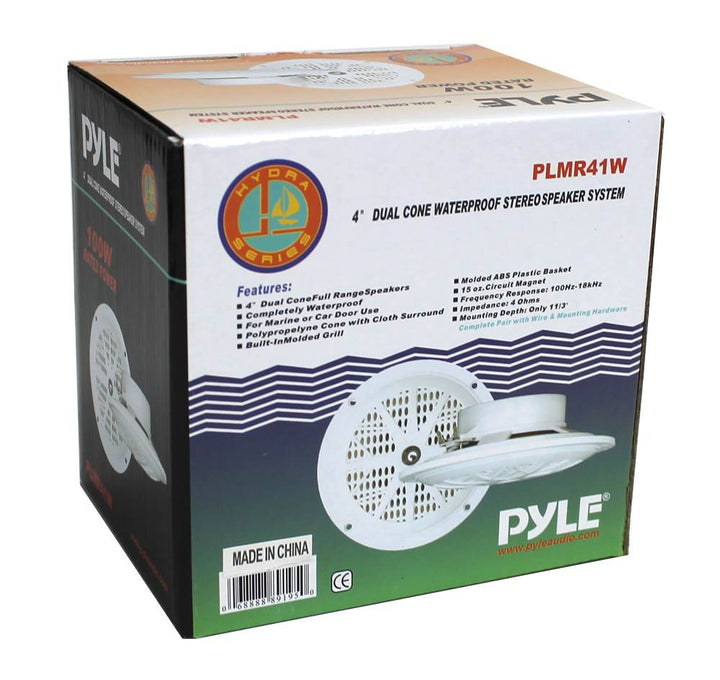 PYLE 4" 100W Dual Cone Waterproof Outdoor Speakers, Pair, Certified Refurbished - VMInnovations