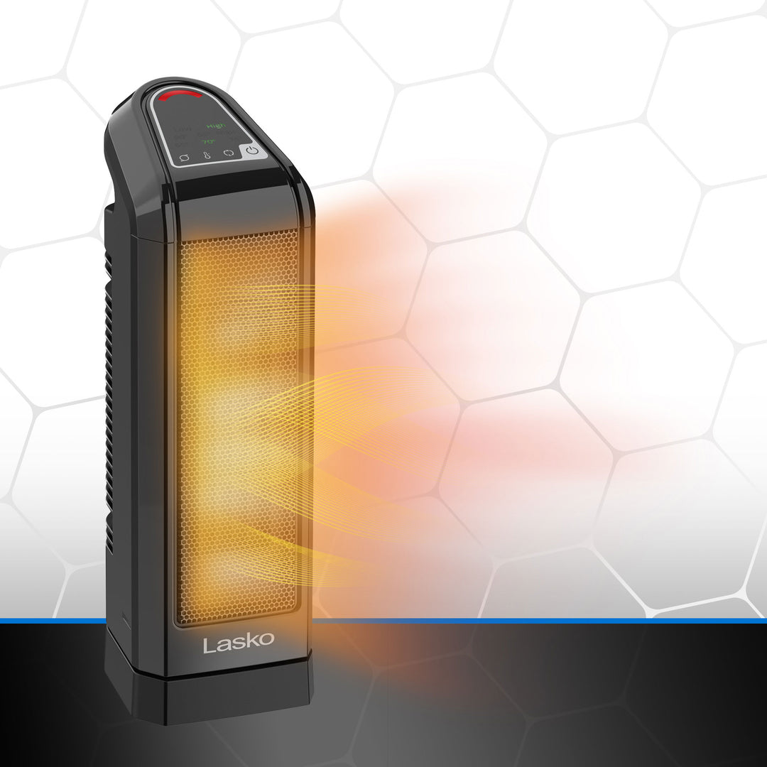 Lasko Ceramic Tower  Heater, 1500 Watt, Portable w/Thermostat, Black (Used)