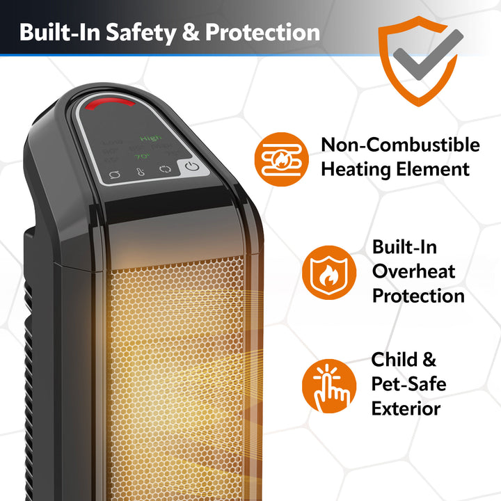 Lasko Ceramic Tower  Heater, 1500 Watt, Portable w/Thermostat, Black (Used)