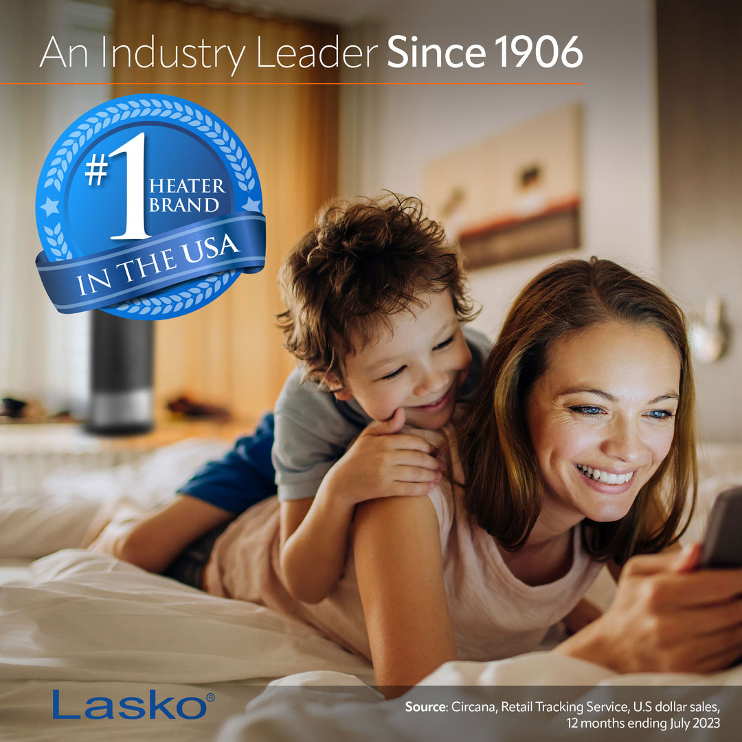 Lasko Ceramic Tower  Heater, 1500 Watt, Portable w/Thermostat, Black (Used) - VMInnovations