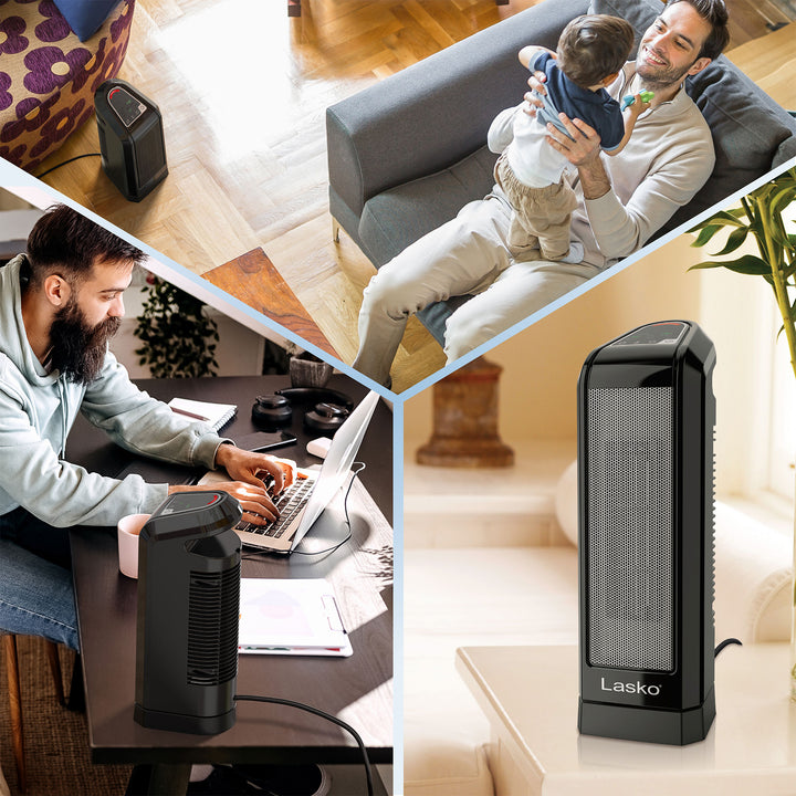 Lasko Ceramic Tower  Heater, 1500 Watt, Portable w/Thermostat, Black (Used)