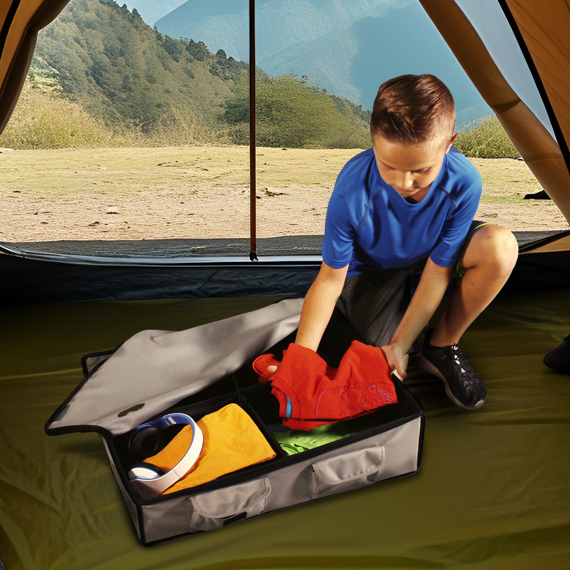 Disc-O-Bed Kid-O-Bunk Footlocker, Under Bed Organizer, Compact Design, Grey - VMInnovations