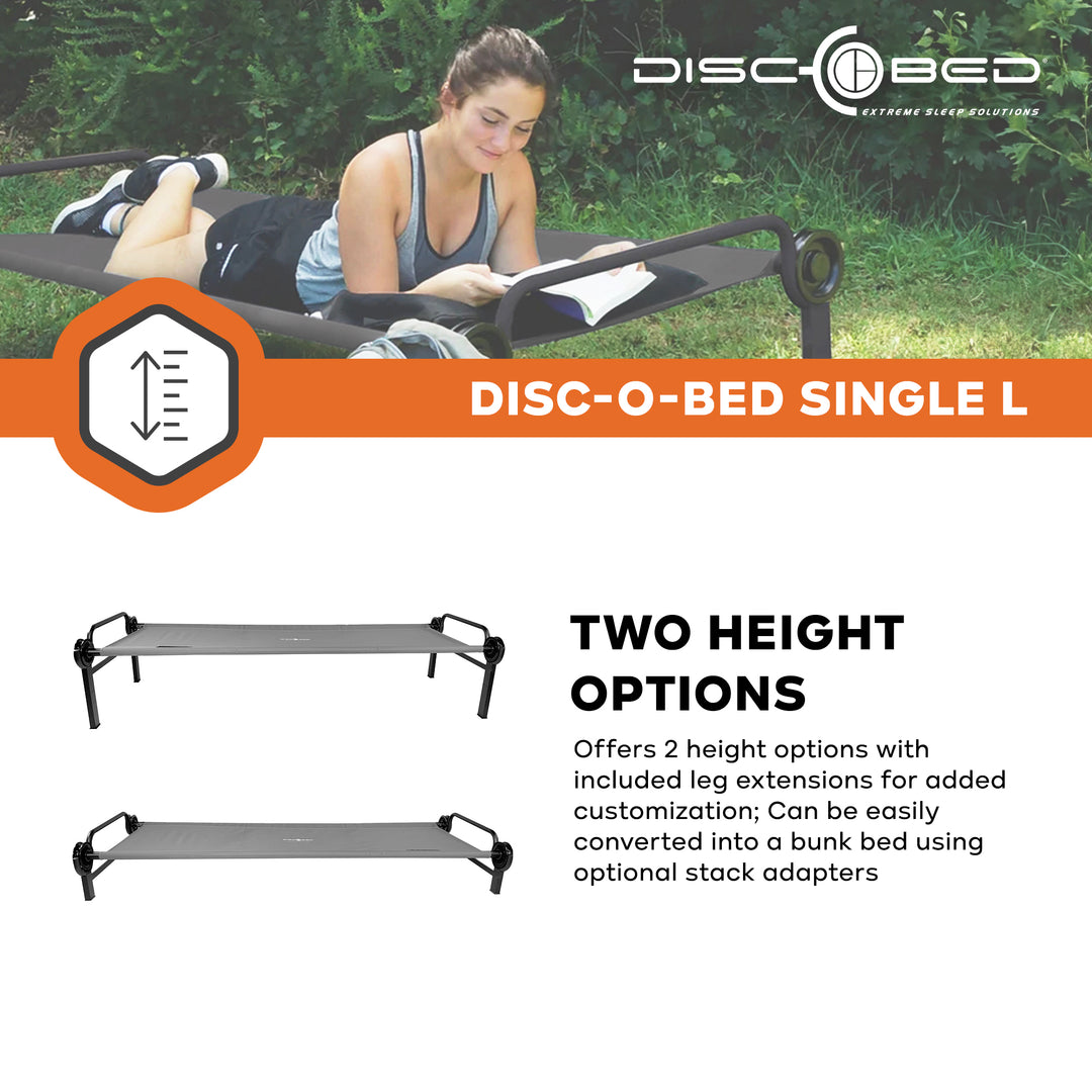 Disc-O-Bed Single Modular Portable Cot for Indoors and Outdoors, Grey (Open Box)
