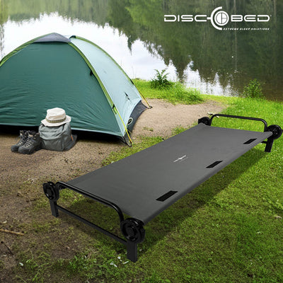 Disc-O-Bed Single Cot, Portable Sleep Solution for Tents & Cabins, Grey, Large - VMInnovations