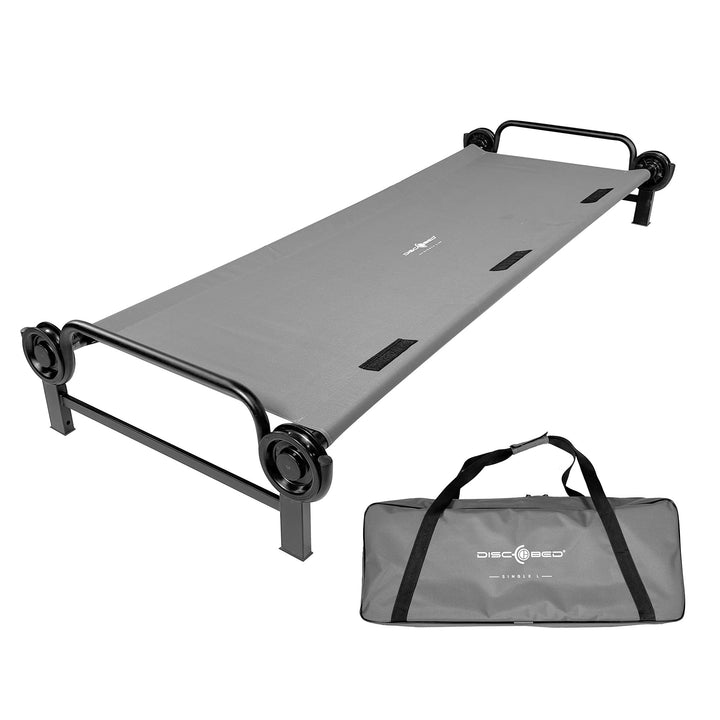 Disc-O-Bed Single Modular Portable Cot for Indoors and Outdoors, Grey (Open Box)