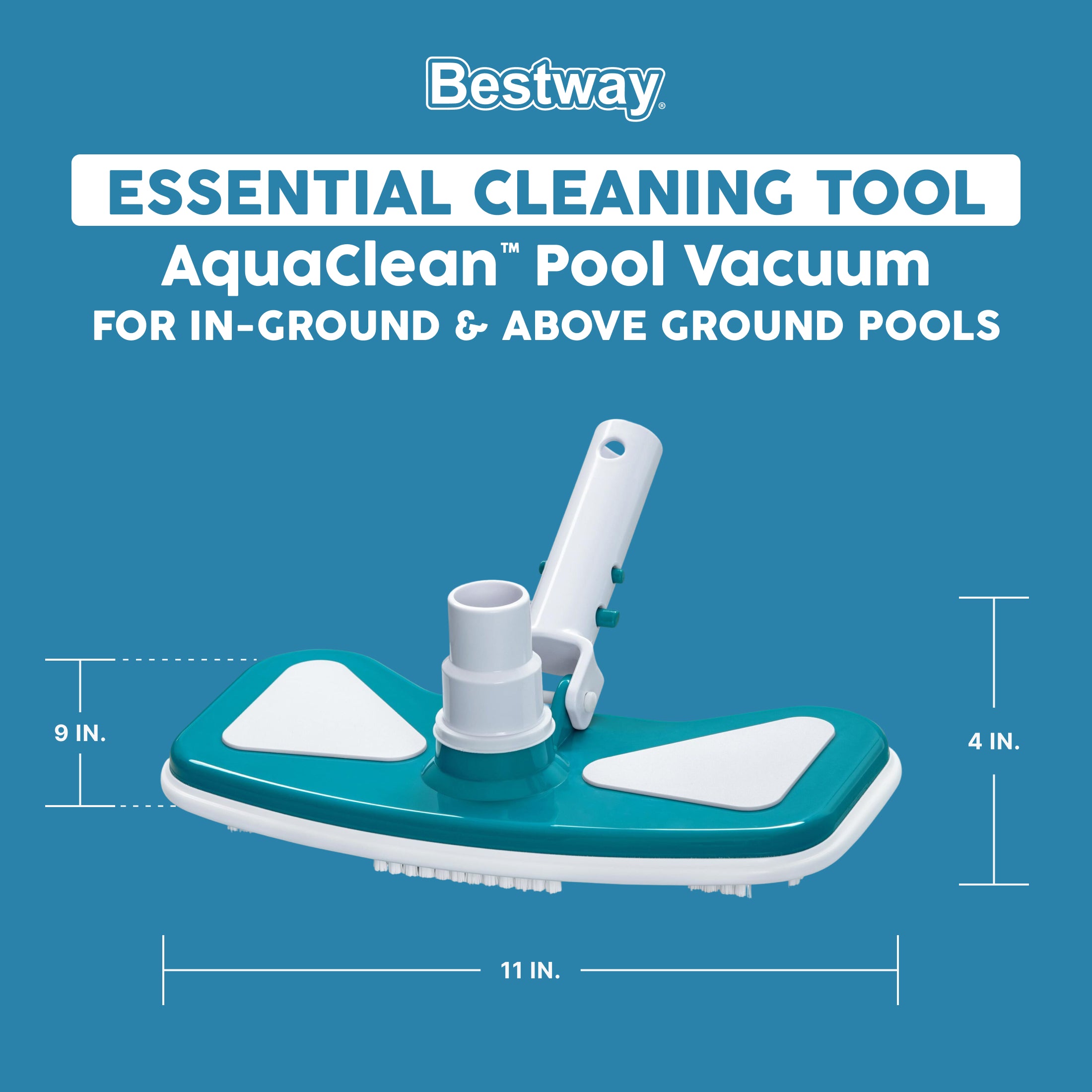 Bestway AquaClean Pool Vacuum, Filter Powered Suction Vacuum Cleaner with Brush - VMInnovations