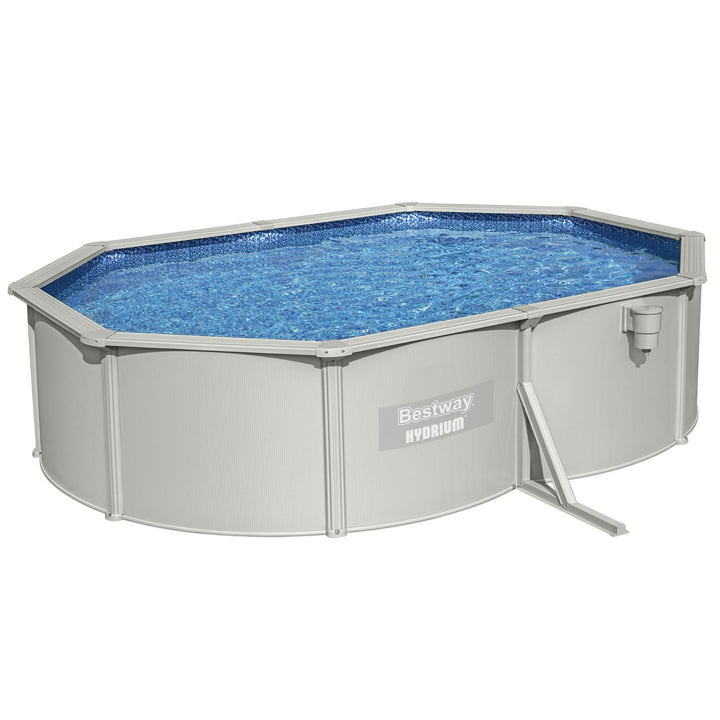 Bestway Hydrium 16’5” x 12’ x 48” Steel Wall Oval Above Ground Swimming Pool Set