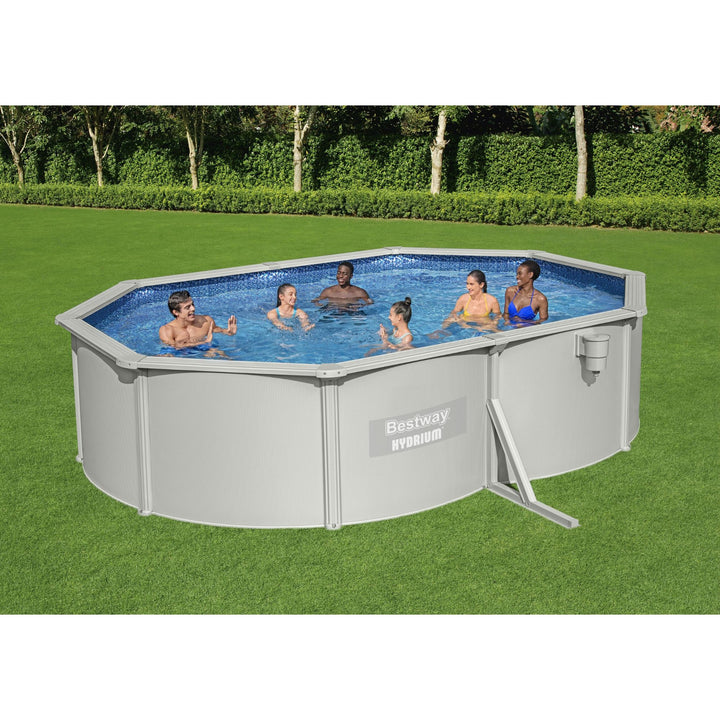 Bestway Hydrium 16’5” x 12’ x 48” Steel Wall Oval Above Ground Swimming Pool Set