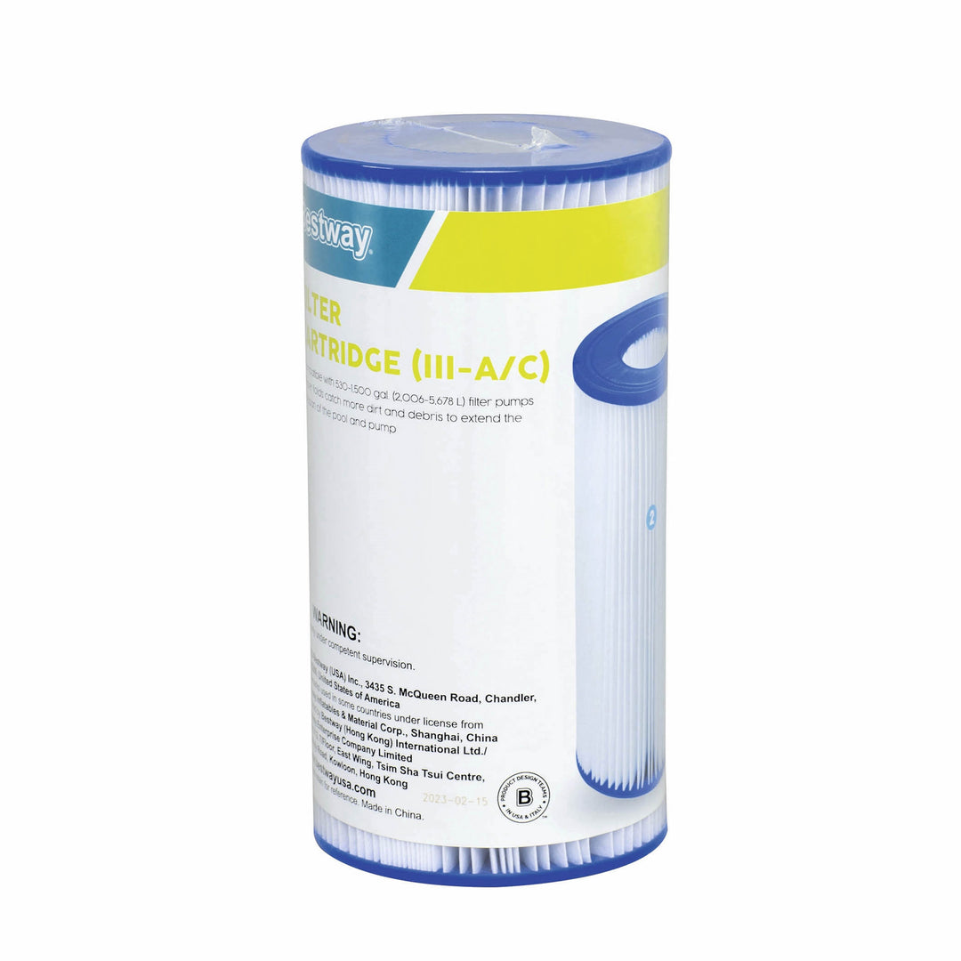 Bestway 4.2" x 8" Type III-A/C Filter Cartridge for Outdoor Pool Pump, 2 Pack