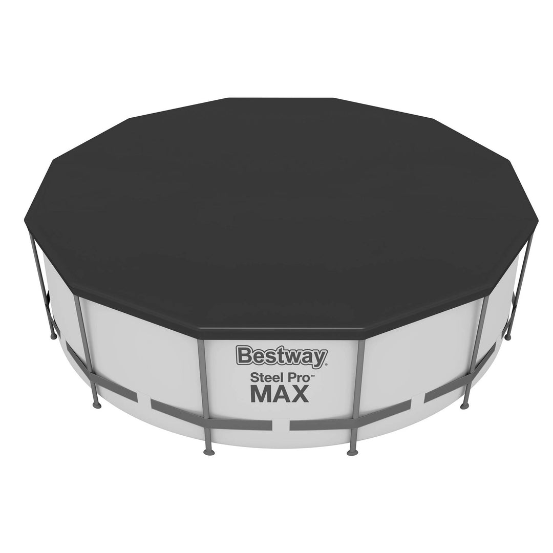 Bestway Flowclear 12 Foot Round Pool Cover w/ Drain Holes for Above Ground Pools