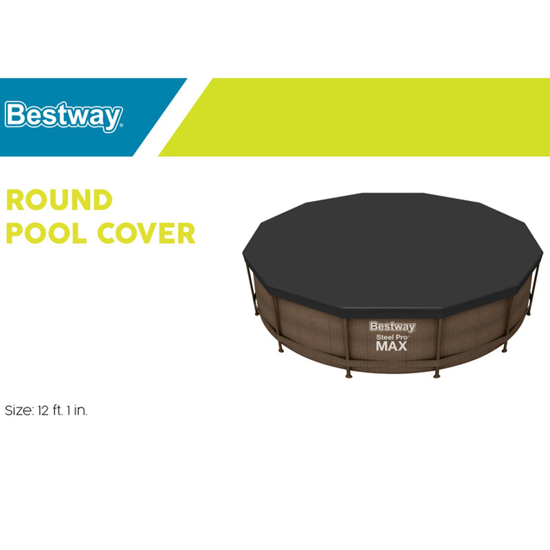 Bestway Flowclear 12 Foot Round Pool Cover w/ Drain Holes for Above Ground Pools