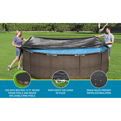 Bestway Flowclear 12ft Round Pool Cover w/ Drain Holes for Pools (Used)