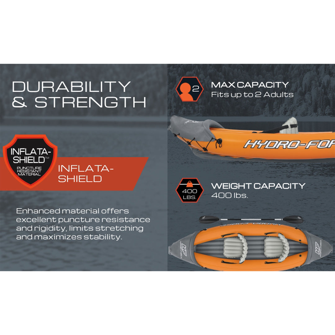 Hydro-Force 10 Foot by 6 Inch Rapid X2 Inflatable Kayak Set with Inflata-Shield