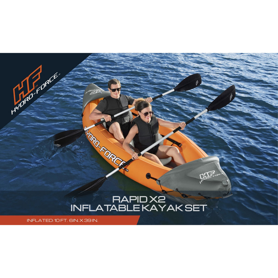 Hydro-Force 10 Foot by 6 Inch Rapid X2 Inflatable Kayak Set with Inflata-Shield