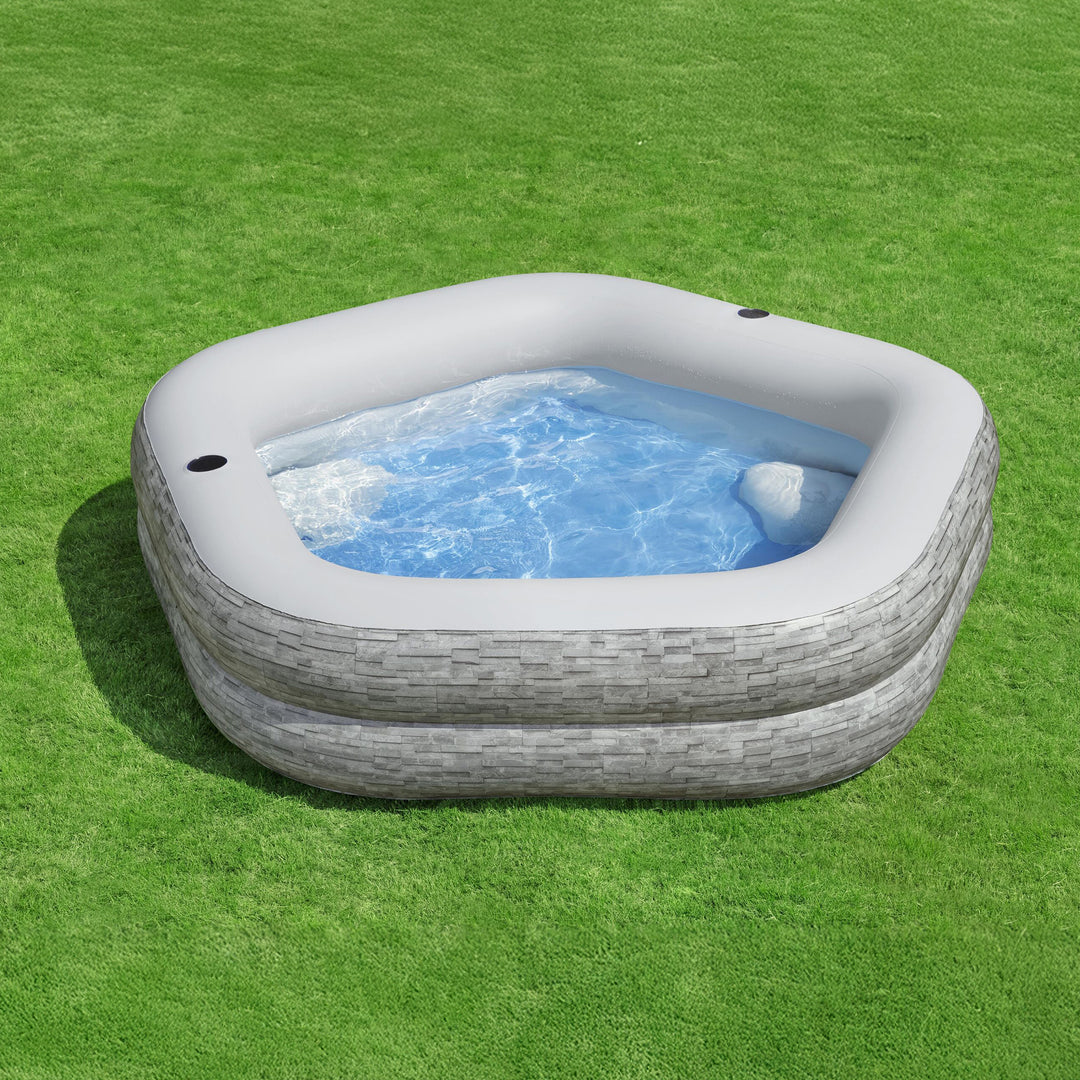 H20GO! TruPrint Stone Inflatable Kiddie Swimming Pool, 7' x 6'9" x 21" (Used)