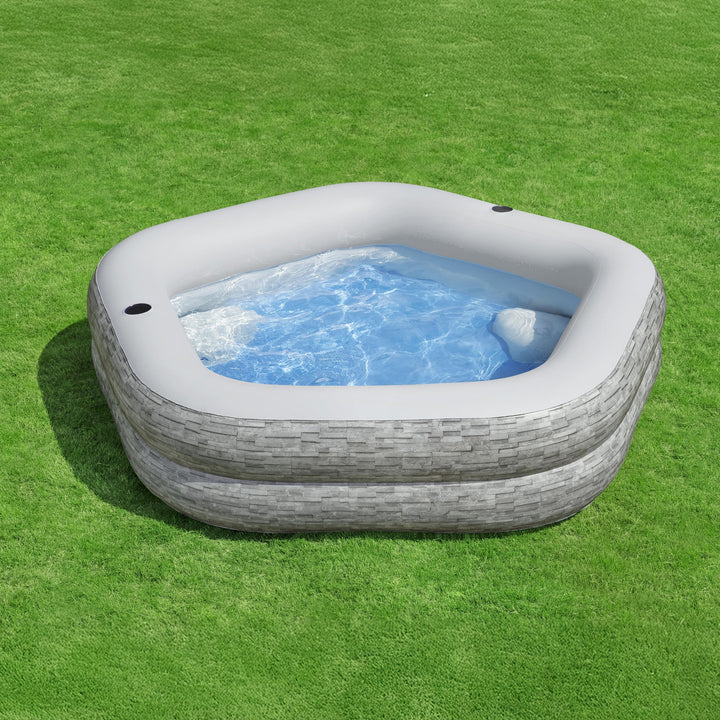 H20GO! TruPrint Stone Inflatable Kiddie Swimming Pool, 7' x 6'9" x 21" (Used)