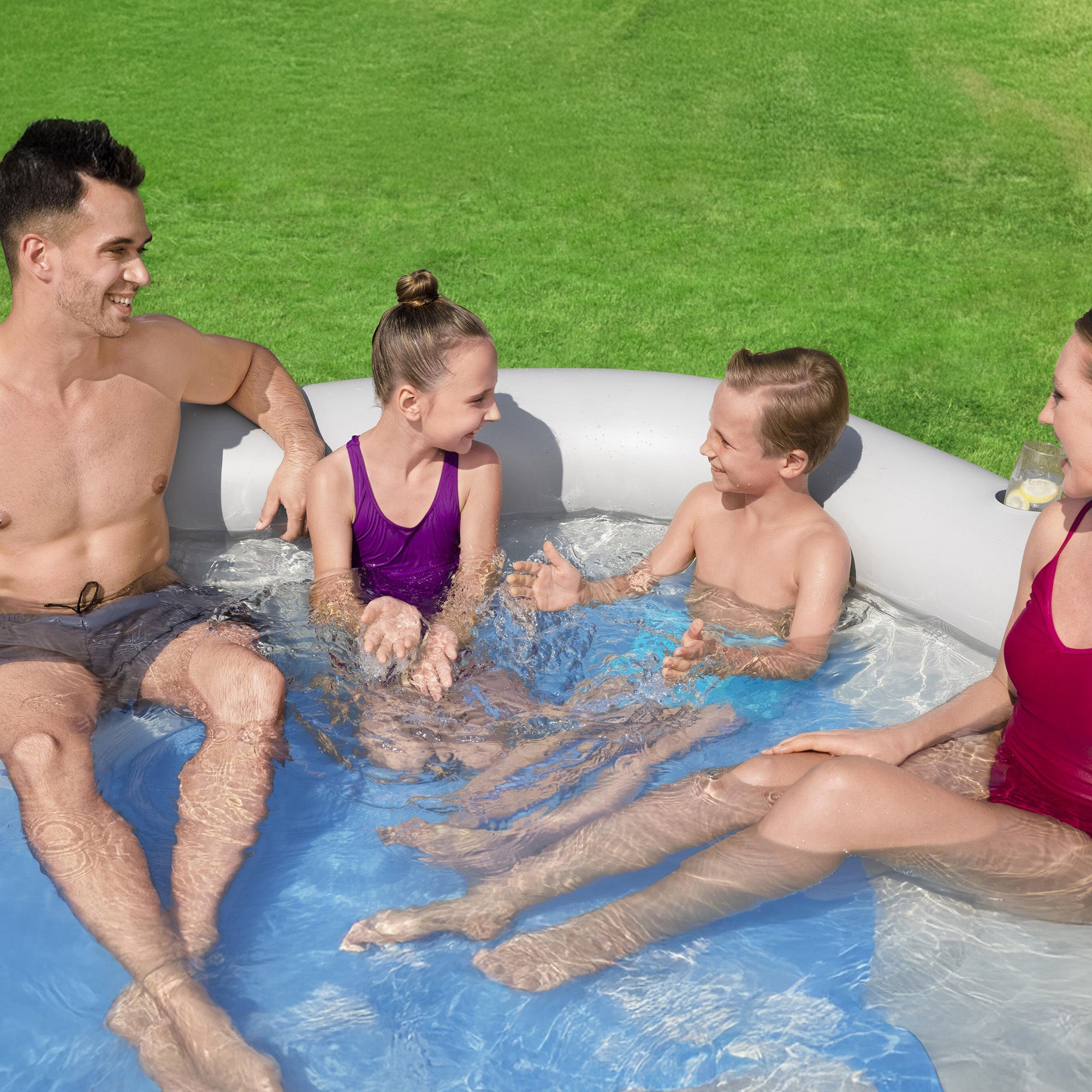 H20GO! TruPrint Stone Inflatable Kiddie Swimming Pool, 7' x 6'9" x 21" (Used) - VMInnovations
