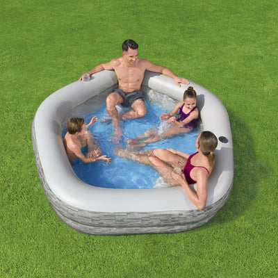 H20GO! TruPrint Stone Inflatable Kiddie Swimming Pool, 7' x 6'9" x 21" (Used) - VMInnovations
