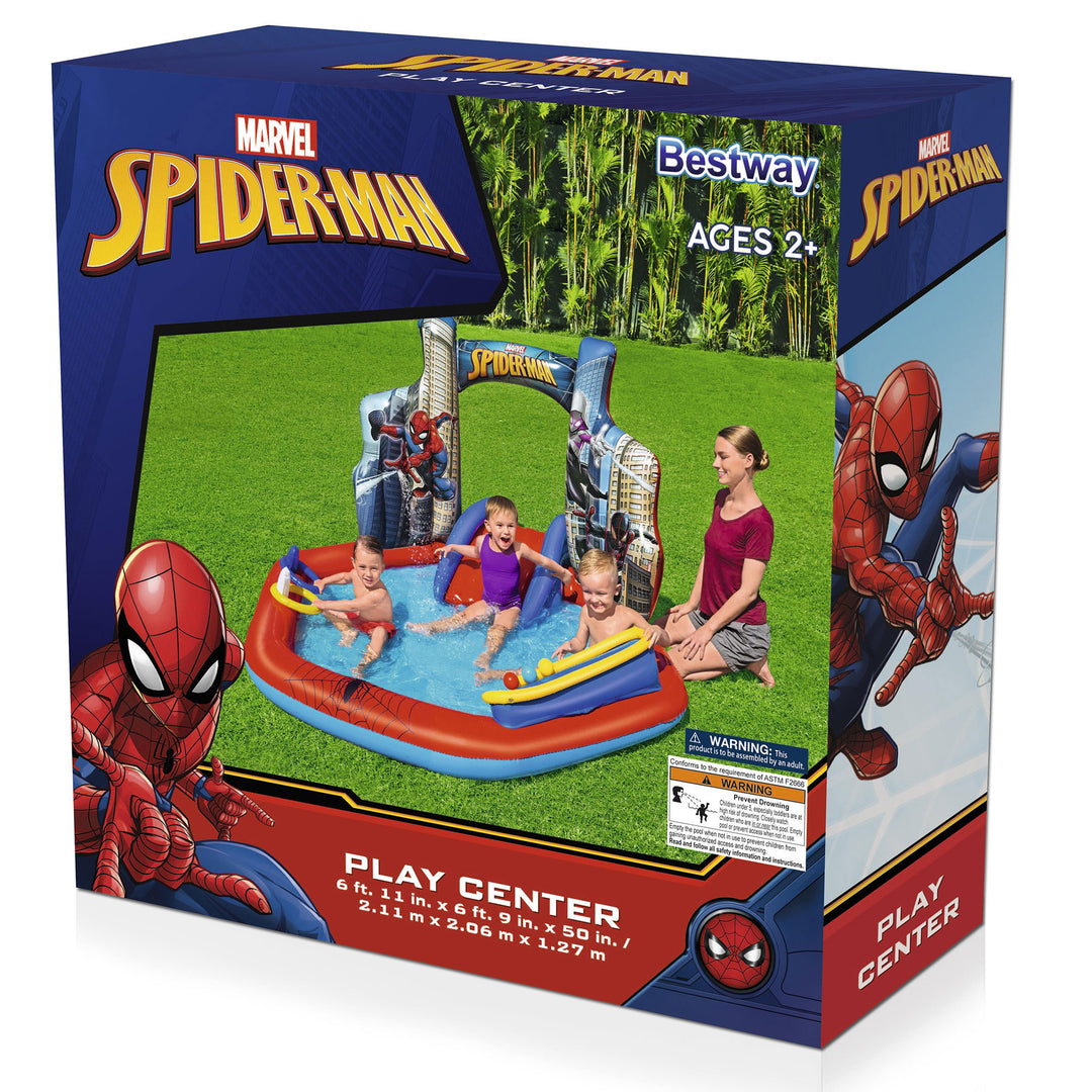 Marvel Spider-Man Inflatable Kids Outdoor Water Play Center w/ Slide (Open Box)