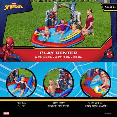 Marvel Spider-Man Inflatable Kids Outdoor Water Play Center w/ Slide (Open Box) - VMInnovations