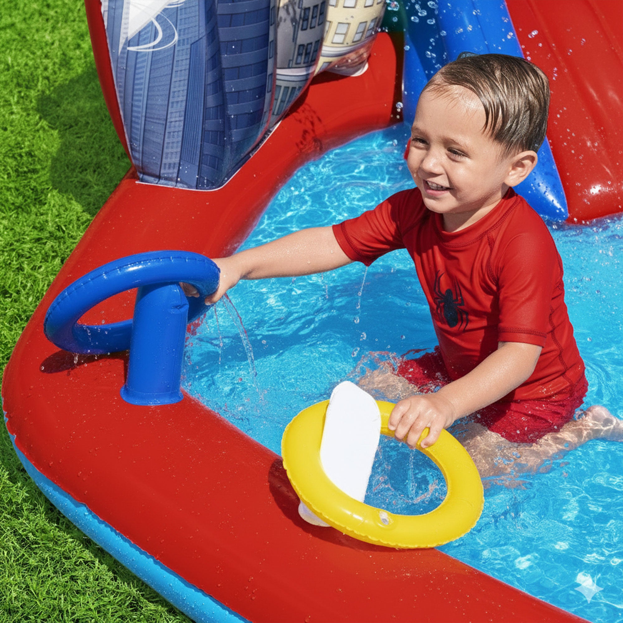 Marvel Spider-Man Inflatable Kids Outdoor Water Play Center and Water Slide - VMInnovations