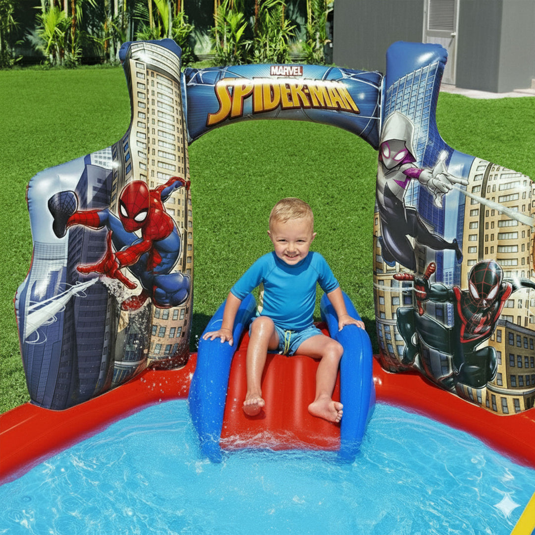 Marvel Spider-Man Inflatable Kids Outdoor Water Play Center w/ Slide (Open Box)