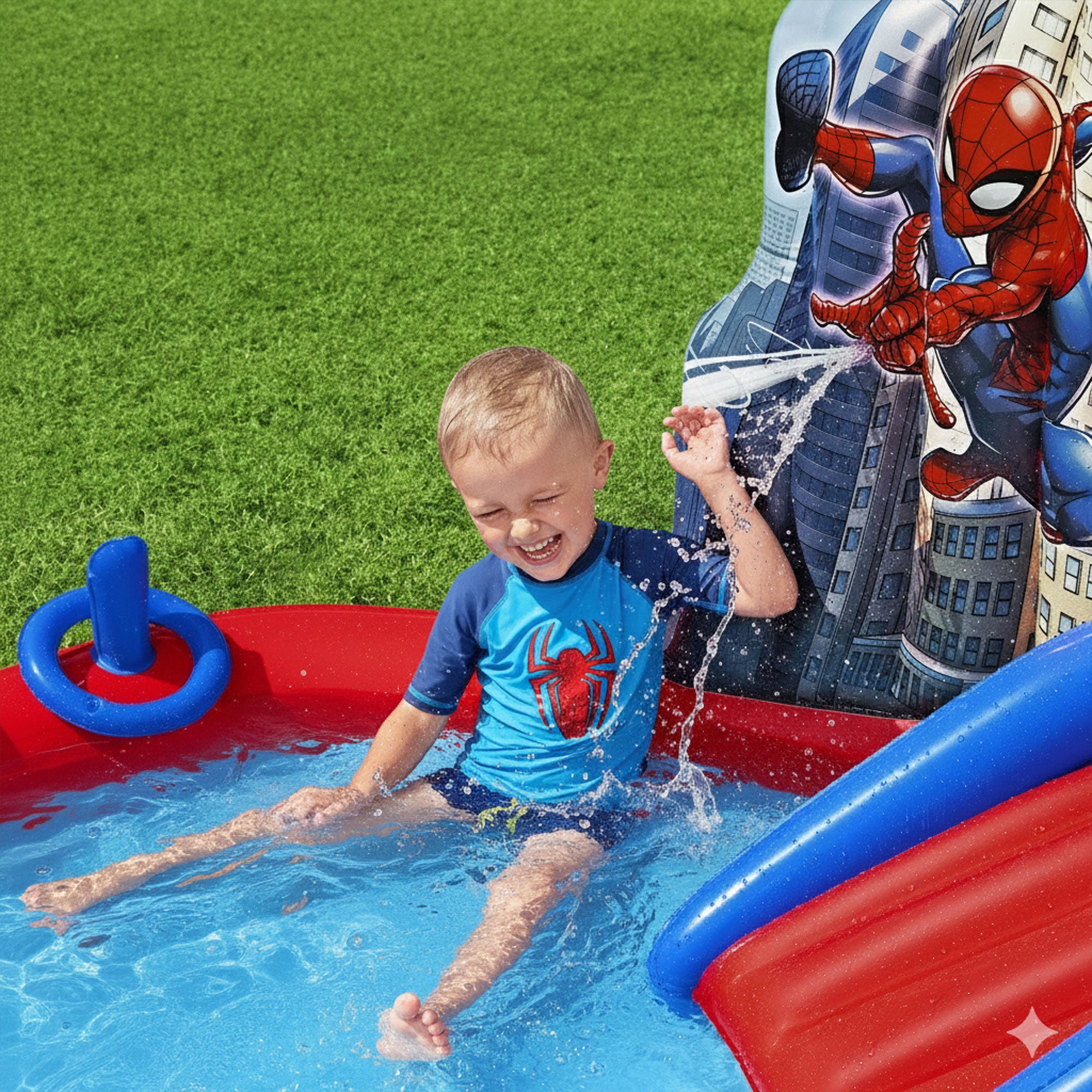 Marvel Spider-Man Inflatable Kids Outdoor Water Play Center and Water Slide - VMInnovations