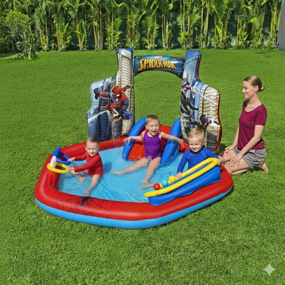 Marvel Spider-Man Inflatable Kids Outdoor Water Play Center w/ Slide (Open Box) - VMInnovations