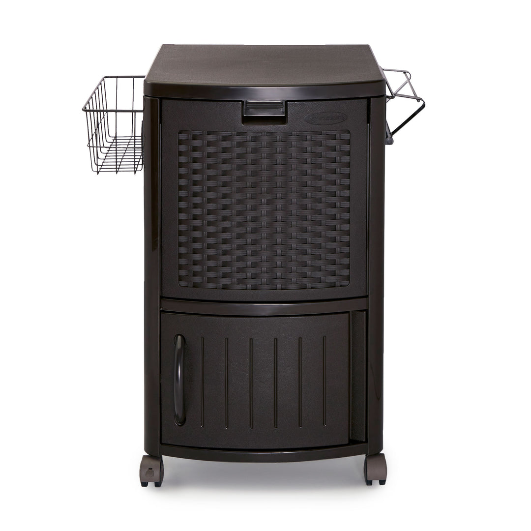 Patio Garbage Waste Trash Can Bundled w/ Patio Cooler w/ Cabinet & Wire Basket