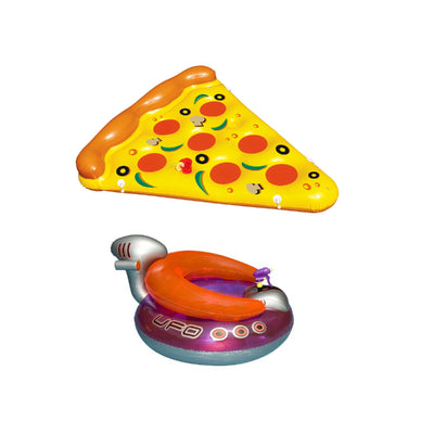 Swimline Giant Pizza Slice Pool Raft and Inflatable UFO Lounge Chair Pool Float