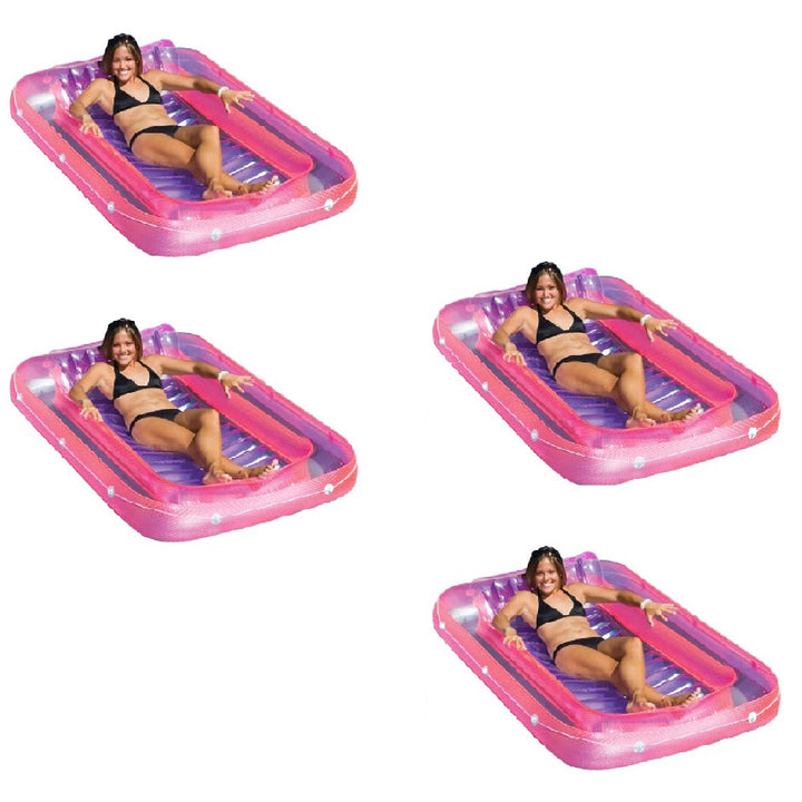 Swimline 71" Swimming Pool Inflatable Suntan Lounge Water Raft Float (4 Pack) - VMInnovations